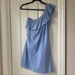 One Shoulder Striped Dress w Pockets